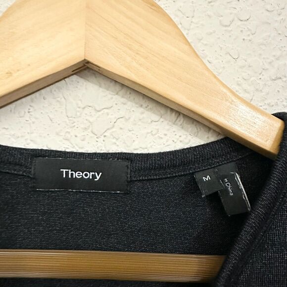 THEORY Snap Henley T-Shirt Charcoal Grey LS Tee Jersey Comfort Stretch - Picture 7 of 10